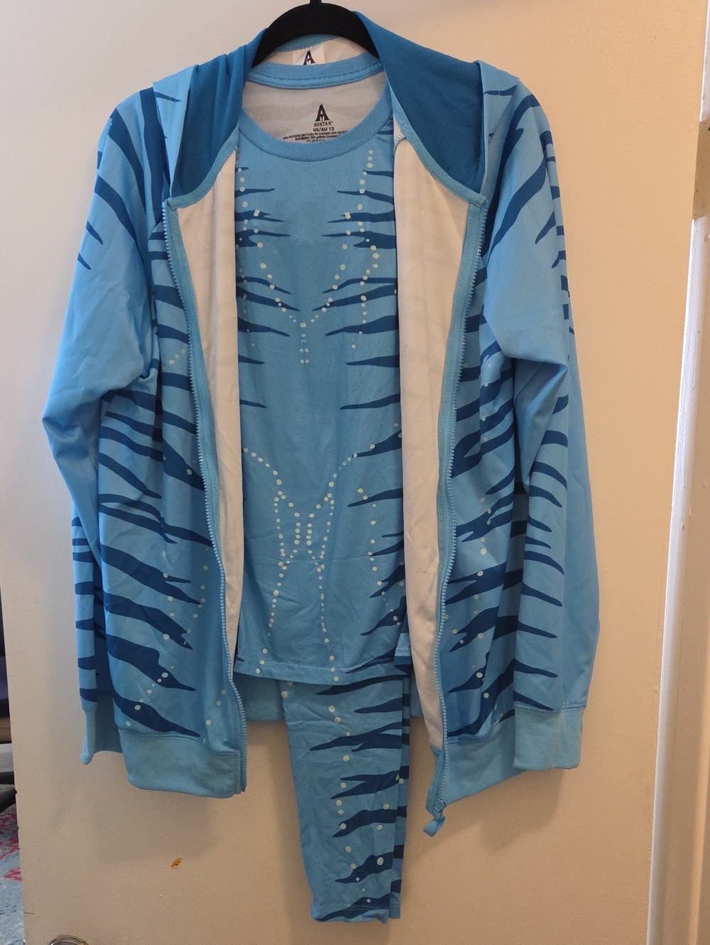 Disney Avatar Na'vi Costume/PJs Kids Leggings & Tee, Adult M Hoodie Glow In Dark